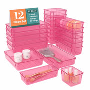 JD FRESH Polypropylene Set of 25 Drawer Organiser/Unbreakable Drawer Organizers/Dressing Table Organizer/Multi-Purpose Storage Boxes/Drawer Divider Tray for Kitchen/Bedroom/Office - (Black)