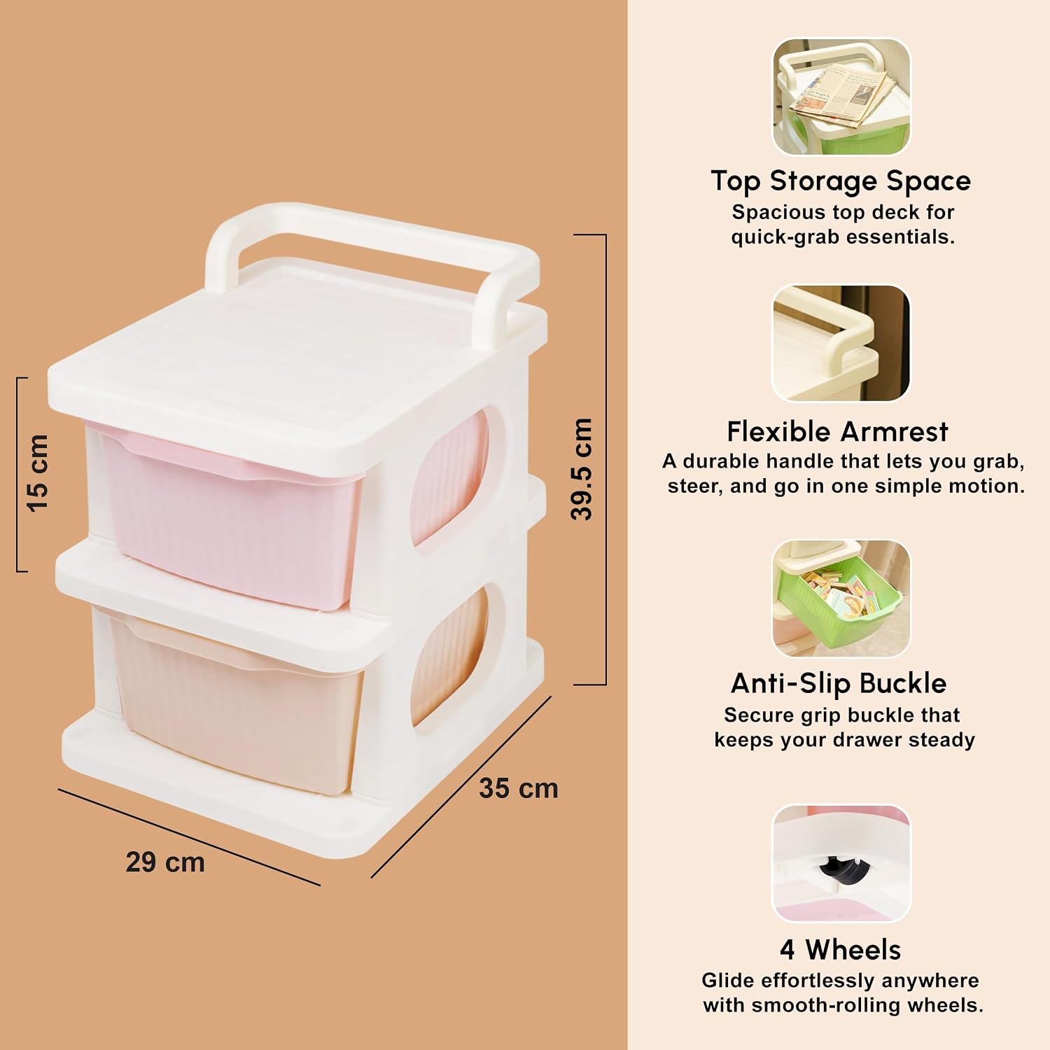 Rolling Drawer Storage Organizer