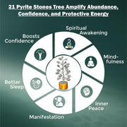 JD FRESH Certified 21 Beads Silver Pyrite Crystal Tree for Wealth/Protection/Success/Gemstone Money Tree for Positive Energy/Confidence/Luck/Handcrafted Healing Bonsai Feng Shui Home Décor Gift