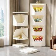 JD Fresh 4 Tier Plastic Corner Storage Cabinet/Foldable Cupboard for Storage/Stackable Cupboard for Cloth with Layer Locking System/Toy Organizer/Spacious Storage Rack for Books,Toys and Décor (Ivory)