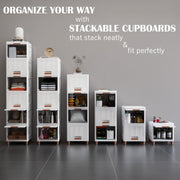 JD FRESH Plastic 4 Tier Foldable Organizer for Clothes/Modular Kitchen Storage Rack/Multipurpose Wardrobe for Cloth/Space Saving Closet for Bedroom/Stackable Cabinet/Almirah for Living Room(White)