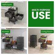 JD FRESH 4-Tier Metal Rotating Kitchen Trolley with 360-Degree Rotating Wheels/Spice Rack/Vegetable & Fruit Storage/Organizer Holder/Onion-Potato Storage Basket for Kitchen/Vegetable Storage Stand