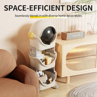 HOMIFLY Spaceman Storage Organizer for Kid|Storage Box with 360-degree Rotating Wheels (Ivory & Grey)