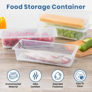 JD FRESH 1500ML Fridge Storage Containers Set of 6 with Removable Drain Plate & Lid | Leak-Proof Stackable Refrigerator Organizer Boxes for Vegetables, Fruits, Snacks|BPA Free, Easy to Clean& Reusable