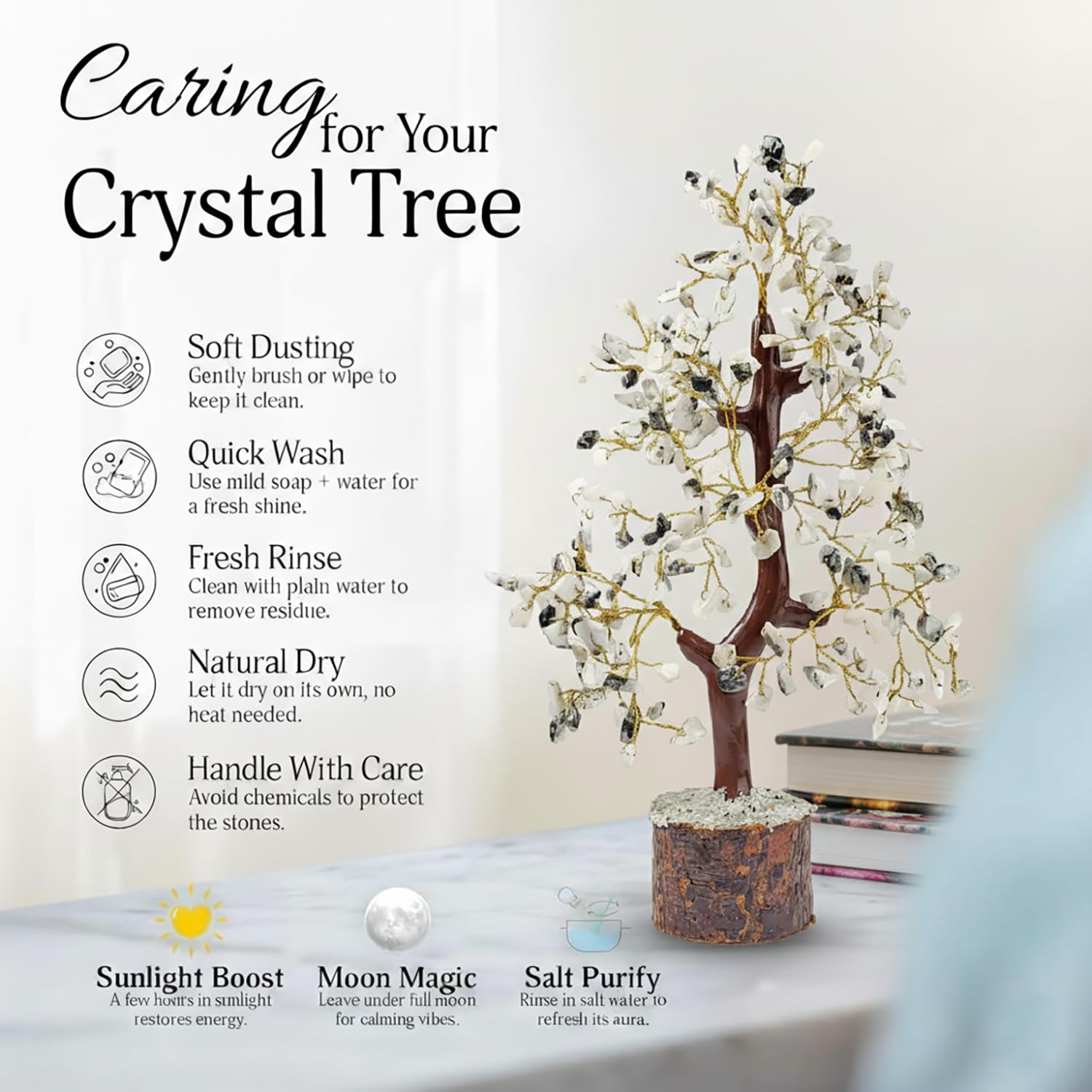 Moonstone Crystal Chakra Tree/Handcrafted Gemstone Tree