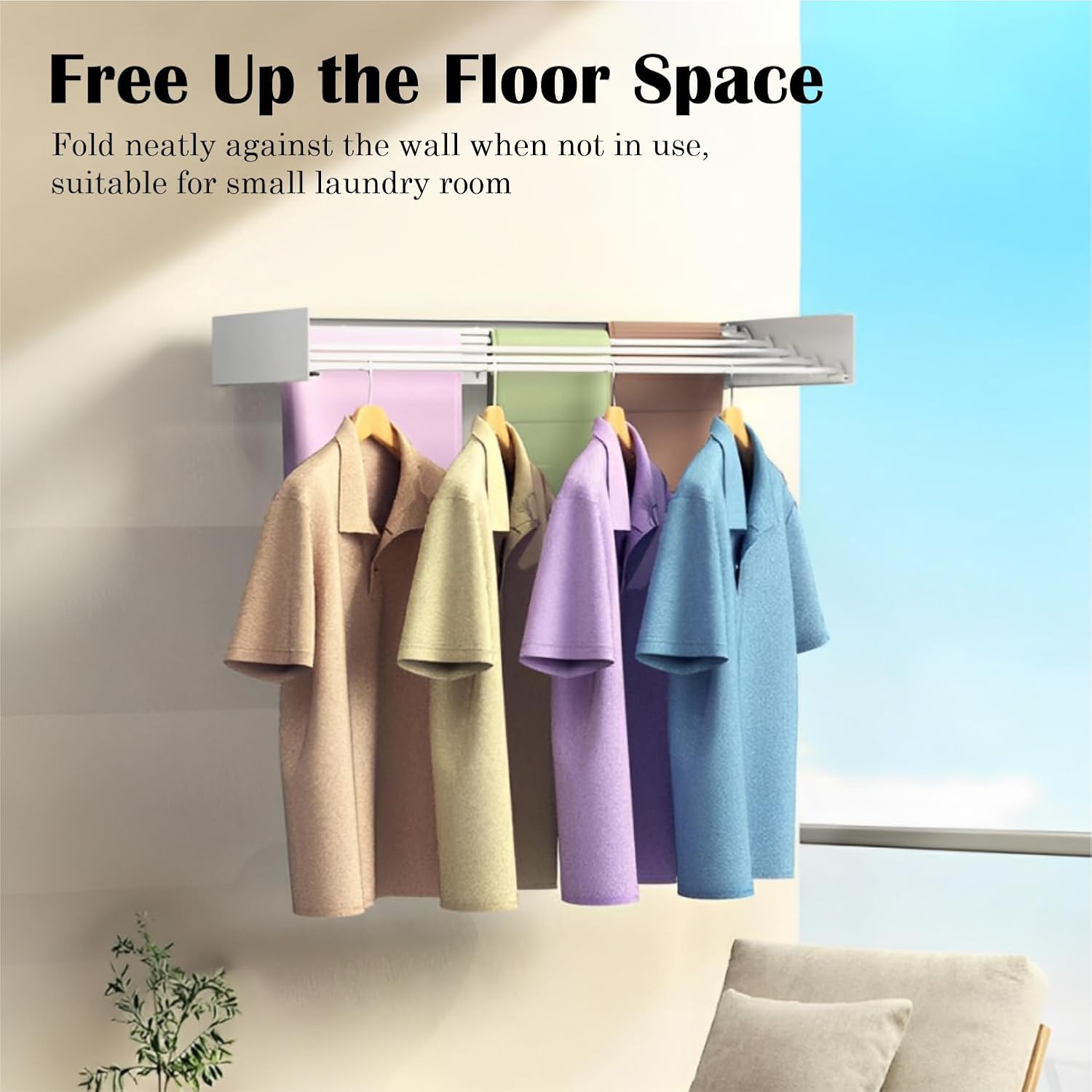 Homifly Metal Foldable Wall Mount Cloth Drying Stand with 5 Rods | Indoor | Outdoor