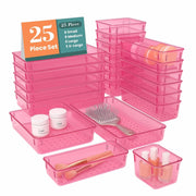JD FRESH Polypropylene Set of 25 Drawer Organiser/Unbreakable Drawer Organizers/Dressing Table Organizer/Multi-Purpose Storage Boxes/Drawer Divider Tray for Kitchen/Bedroom/Office - (Black)