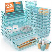 JD FRESH Polypropylene Set of 25 Drawer Organiser/Unbreakable Drawer Organizers/Dressing Table Organizer/Multi-Purpose Storage Boxes/Drawer Divider Tray for Kitchen/Bedroom/Office - (Purple)