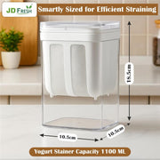 JD FRESH Hung Curd Maker & Greek Yogurt Strainer 1100ml | BPA-Free Fine Mesh Strainer Box with Lid | Whey Separator for Thick Homemade Curd, Paneer & Cheese | Dahi Make