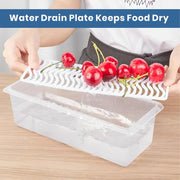 JD FRESH 1500ML Fridge Storage Containers Set of 6 with Removable Drain Plate & Lid | Leak-Proof Stackable Refrigerator Organizer Boxes for Vegetables, Fruits, Snacks|BPA Free, Easy to Clean& Reusable