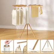 Homifly 360° Rotating Cloth Drying Rack/16 Wooden Foldable Cloth Hanging Stick/Space Saving Stand for Cloth Drying/Tripod Portable Laundry Hanger for Balcony/Bathroom (White)