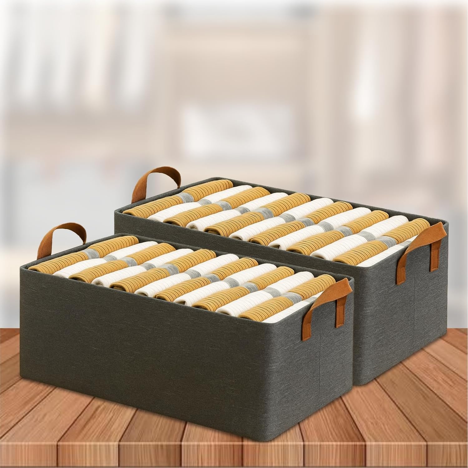 Multipurpose Foldable Storag Box for Clothes (Steel Frame, Grey)