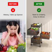 JD FRESH 4-Tier Metal Rotating Kitchen Trolley with 360-Degree Rotating Wheels/Spice Rack/Vegetable & Fruit Storage/Organizer Holder/Onion-Potato Storage Basket for Kitchen/Vegetable Storage Stand