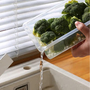 JD FRESH 1500ML Fridge Storage Containers Set of 6 with Removable Drain Plate & Lid | Leak-Proof Stackable Refrigerator Organizer Boxes for Vegetables, Fruits, Snacks|BPA Free, Easy to Clean& Reusable