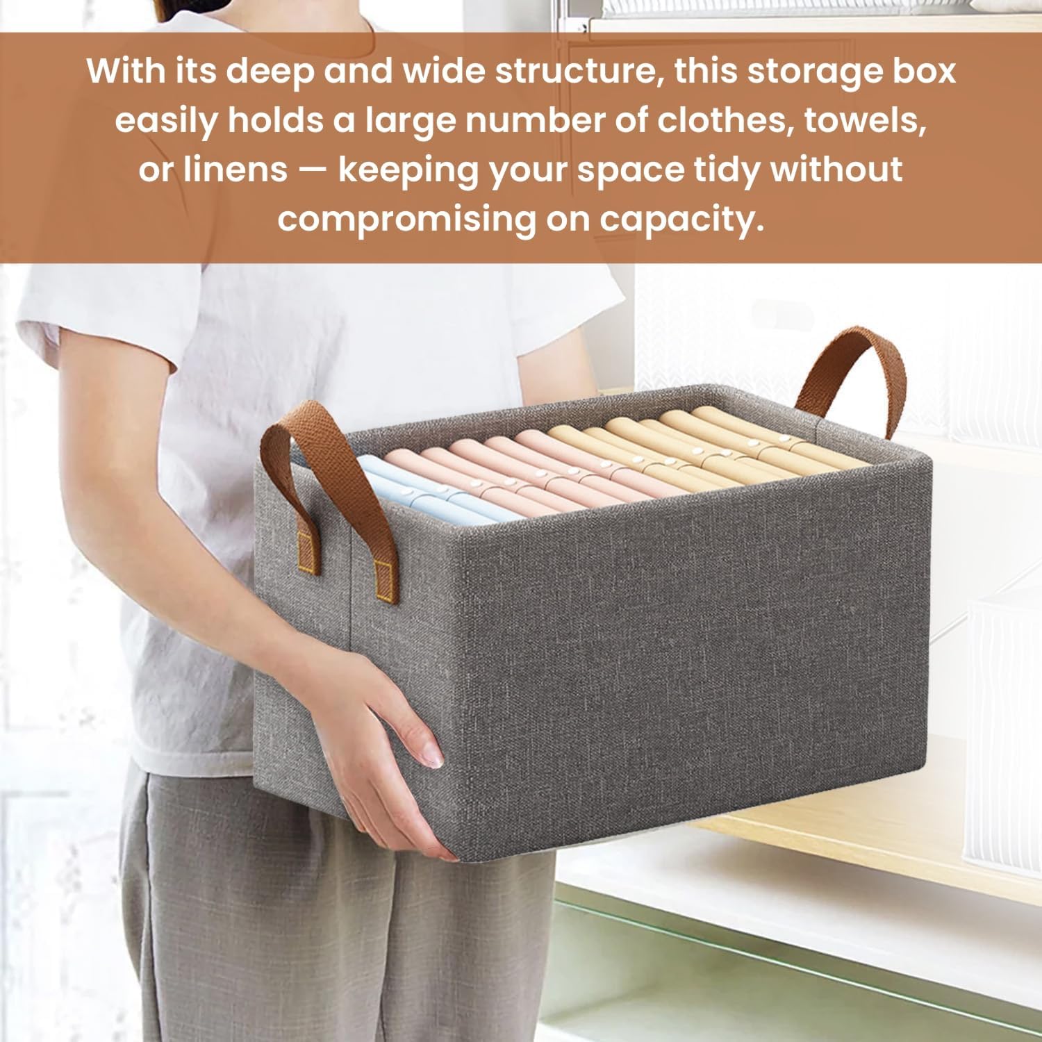 Multipurpose Foldable Storag Box for Clothes (Steel Frame, Grey)