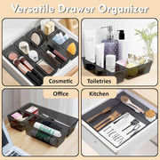 JD FRESH Polypropylene Set of 25 Drawer Organiser/Unbreakable Drawer Organizers/Dressing Table Organizer/Multi-Purpose Storage Boxes/Drawer Divider Tray for Kitchen/Bedroom/Office - (Black)
