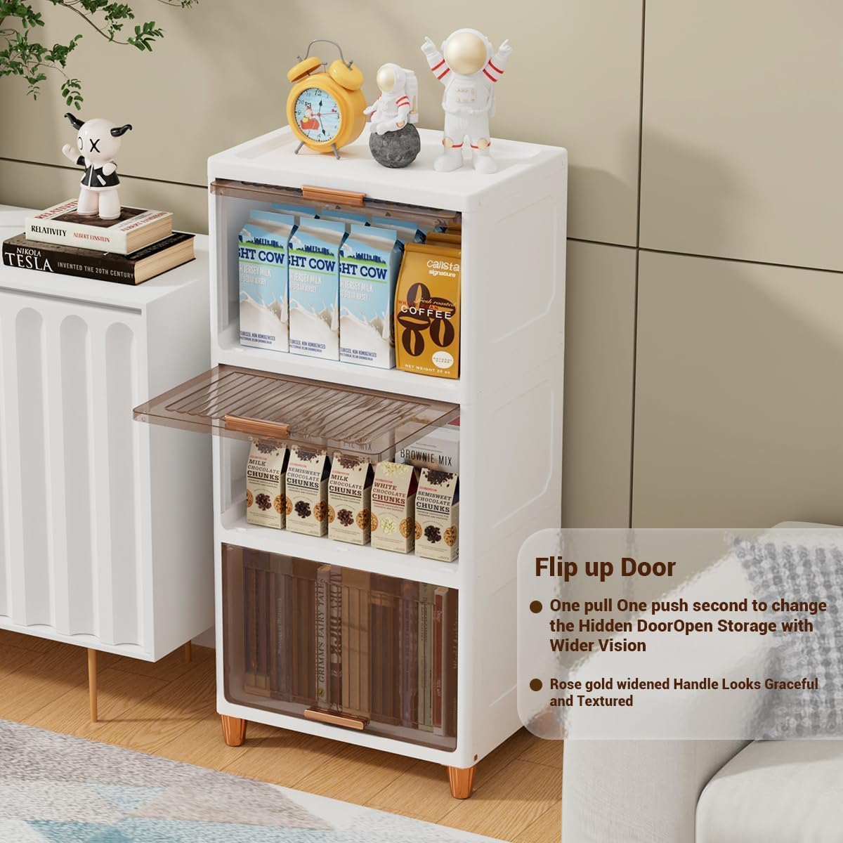 Homifly X-Large Foldable Cupboard for Storage/Multipurpose Storage Organizer/Closet for Bedroom/Living Room/Kitchen (Transparent & White)