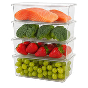JD FRESH 1500ML Fridge Storage Containers Set of 6 with Removable Drain Plate & Lid | Leak-Proof Stackable Refrigerator Organizer Boxes for Vegetables, Fruits, Snacks|BPA Free, Easy to Clean& Reusable
