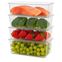 Homifly 1500ML Fridge Storage Containers Set of 6 with Removable Drain Plate & Lid | Leak-Proof Stackable Refrigerator Organizer Boxes for Vegetables, Fruits, Snacks|BPA Free, Easy to Clean& Reusable