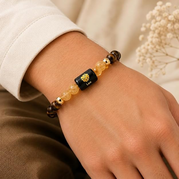 Leo (सिंह) - Zodiac Crystal Bracelet for Women & Men
