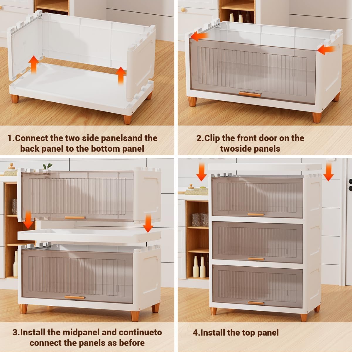 Homifly X-Large Foldable Cupboard for Storage/Multipurpose Storage Organizer/Closet for Bedroom/Living Room/Kitchen (Transparent & White)