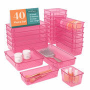 JD FRESH Polypropylene Set of 25 Drawer Organiser/Unbreakable Drawer Organizers/Dressing Table Organizer/Multi-Purpose Storage Boxes/Drawer Divider Tray for Kitchen/Bedroom/Office - (Black)