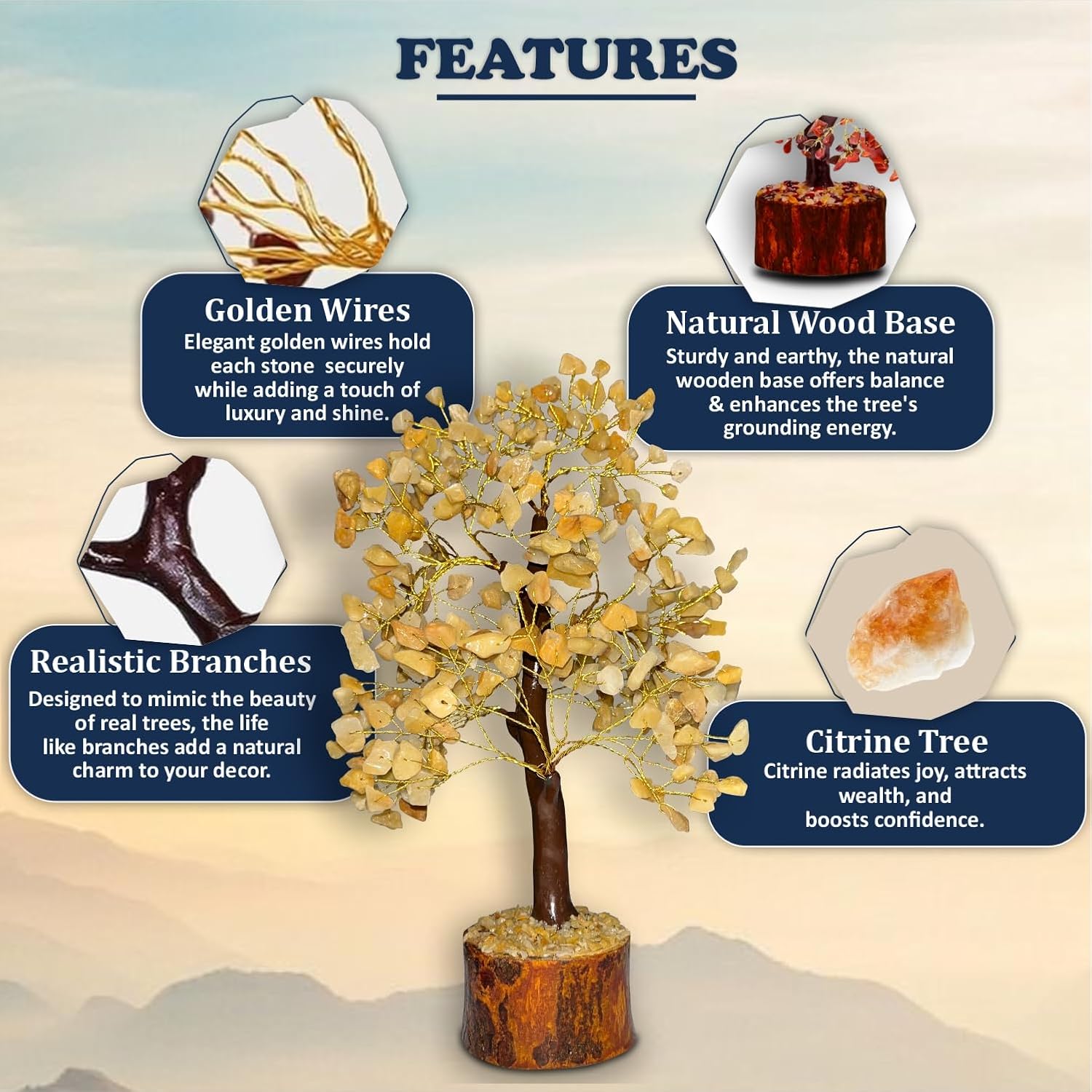 Citrine Gemstone Tree for Abundance-(300 Beads)