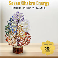 500 Beads, 7 Chakra Crystal Tree, Showpiece Good Luck and Positive Energy - Multicolor