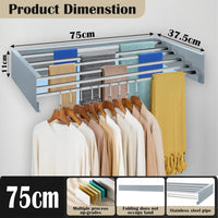 Homifly Metal Foldable Wall Mount Cloth Drying Stand with 5 Rods | Indoor | Outdoor