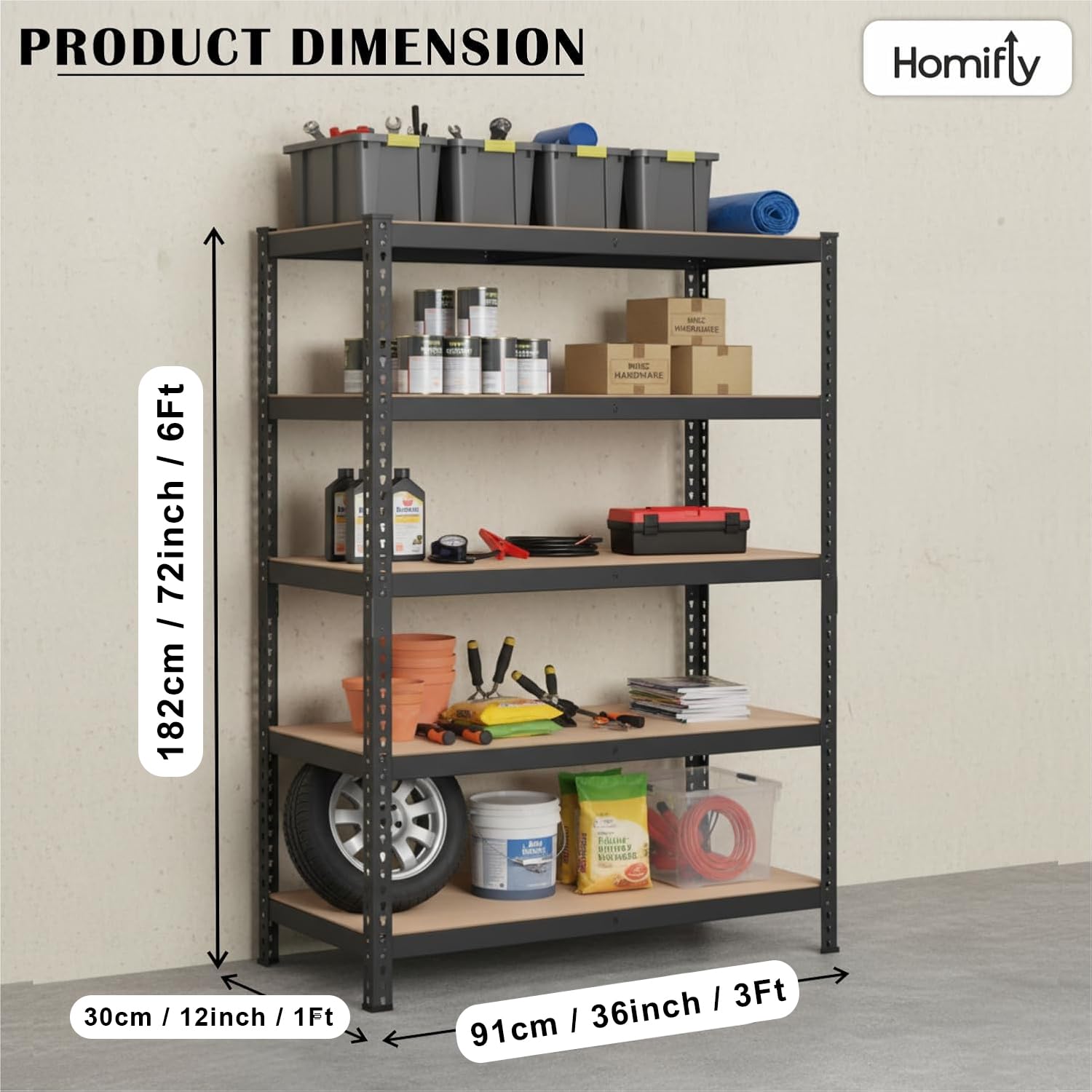 HOMIFLY Extra Large Metal Shelf Rack|Adjustable Boltless Shelving Unit|Heavy Duty Display Rack Organizer for Garage|Tool-Free Assembly and Rust-Resistant