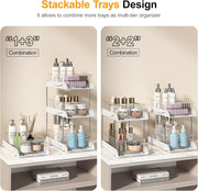 HOMIFLY 4 Tier Under Sink Organiser Clear Bathroom Cabinets Pull-Out Organization with Track for Pantry/Kitchen/Office