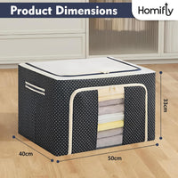 66 Liters Foldable Cloth Storage Box (Steel Frame, Blue)