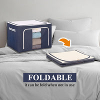 66 Liters Foldable Cloth Storage Box (Steel Frame, Blue)