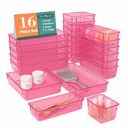 JD FRESH Polypropylene Set of 25 Drawer Organiser/Unbreakable Drawer Organizers/Dressing Table Organizer/Multi-Purpose Storage Boxes/Drawer Divider Tray for Kitchen/Bedroom/Office - (Black)