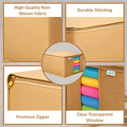 HOMIFLY Non Woven Saree Covers/Storage Bags with Zip Cover/Space Saving Bag with Transparent Window/Clothes-(17 X 14 x 6.5 Inch)