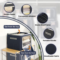 66 Liters Foldable Cloth Storage Box (Steel Frame, Blue)