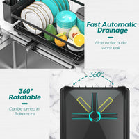 Anti-Rust Dish Drying Rack with Cutlery Holder & Drainer Tray