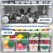 JD FRESH 1500ML Fridge Storage Containers Set of 6 with Removable Drain Plate & Lid | Leak-Proof Stackable Refrigerator Organizer Boxes for Vegetables, Fruits, Snacks|BPA Free, Easy to Clean& Reusable