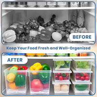 Homifly 1500ML Fridge Storage Containers Set of 6 with Removable Drain Plate & Lid | Leak-Proof Stackable Refrigerator Organizer Boxes for Vegetables, Fruits, Snacks|BPA Free, Easy to Clean& Reusable
