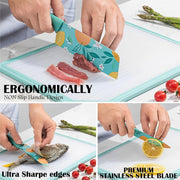 JD FRESH Premium 3 Piece Kitchen Knife Set/Stainless Steel Blades/Sharp Edge Cutting Chef Knifes for Chopping Vegetables/Fruits/Chaku/Multipurpose Knife/Kitchen Tools (Blue)