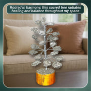JD FRESH Certified 21 Beads Silver Pyrite Crystal Tree for Wealth/Protection/Success/Gemstone Money Tree for Positive Energy/Confidence/Luck/Handcrafted Healing Bonsai Feng Shui Home Décor Gift