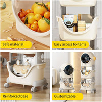 HOMIFLY Spaceman Storage Organizer for Kid|Storage Box with 360-degree Rotating Wheels (Ivory & Grey)