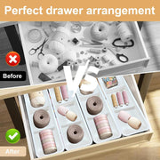 JD FRESH Plastic 6 Piece Expandable Drawer Organizers/Adjustable Storage Organiser/Drawer Divider Tray/Multi-Purpose Storage Drawer Boxes for Kitchen/Bedroom/Office(White)