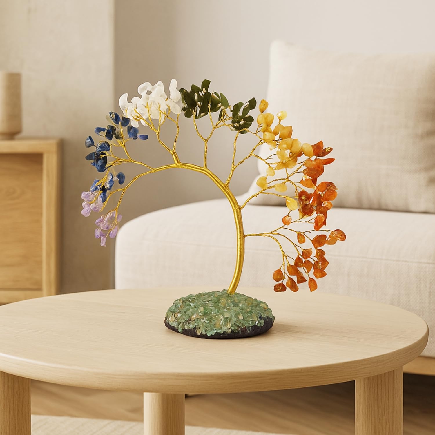 Homifly 200 Beds 7 Chakras Crystal Tree/Gemstone Feng Shui Tree for Good Luck/Positive Energy and Meditation Spiritual for Good Luck/Handmade Showpiece for Home Décor/Living Room/Office and Gifting