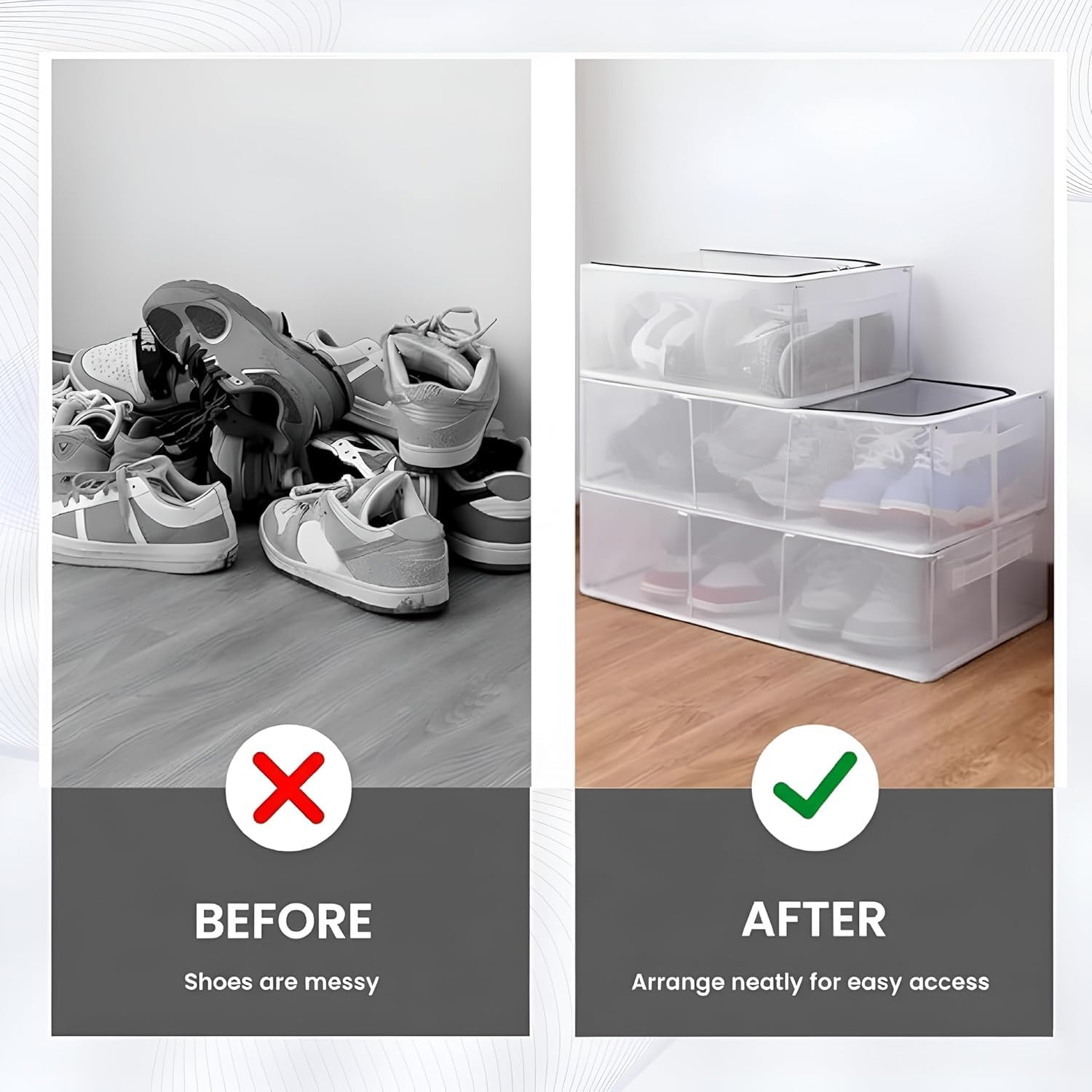 Foldable Shoe Storage organizer Box with Handle & Zippers