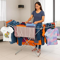 Homifly Stainless Steel Foldable Clothes Drying Stand|58 Feet Stand|Indoor & Outdoor - Silver