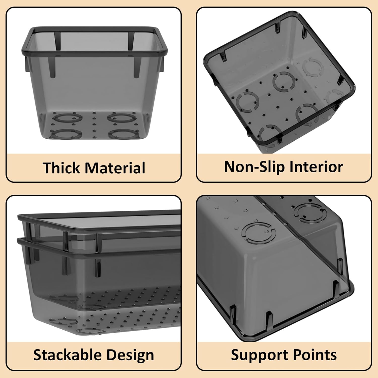 Homifly Polypropylene Drawer Organiser|Unbreakable Multi-Purpose Storage Boxes for Kitchen/Bedroom/Office