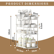 HOMIFLY 4 Tier Under Sink Organiser Clear Bathroom Cabinets Pull-Out Organization with Track for Pantry/Kitchen/Office