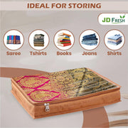 JD FRESH 12 Pcs Non Woven Saree Covers For Storage/Saree Bags with Zip/Multi Purpose Lehenga Storage Bag/Clothes Covers for Dresses/Sarees/Lehengas (16.5x13x3 Inch)