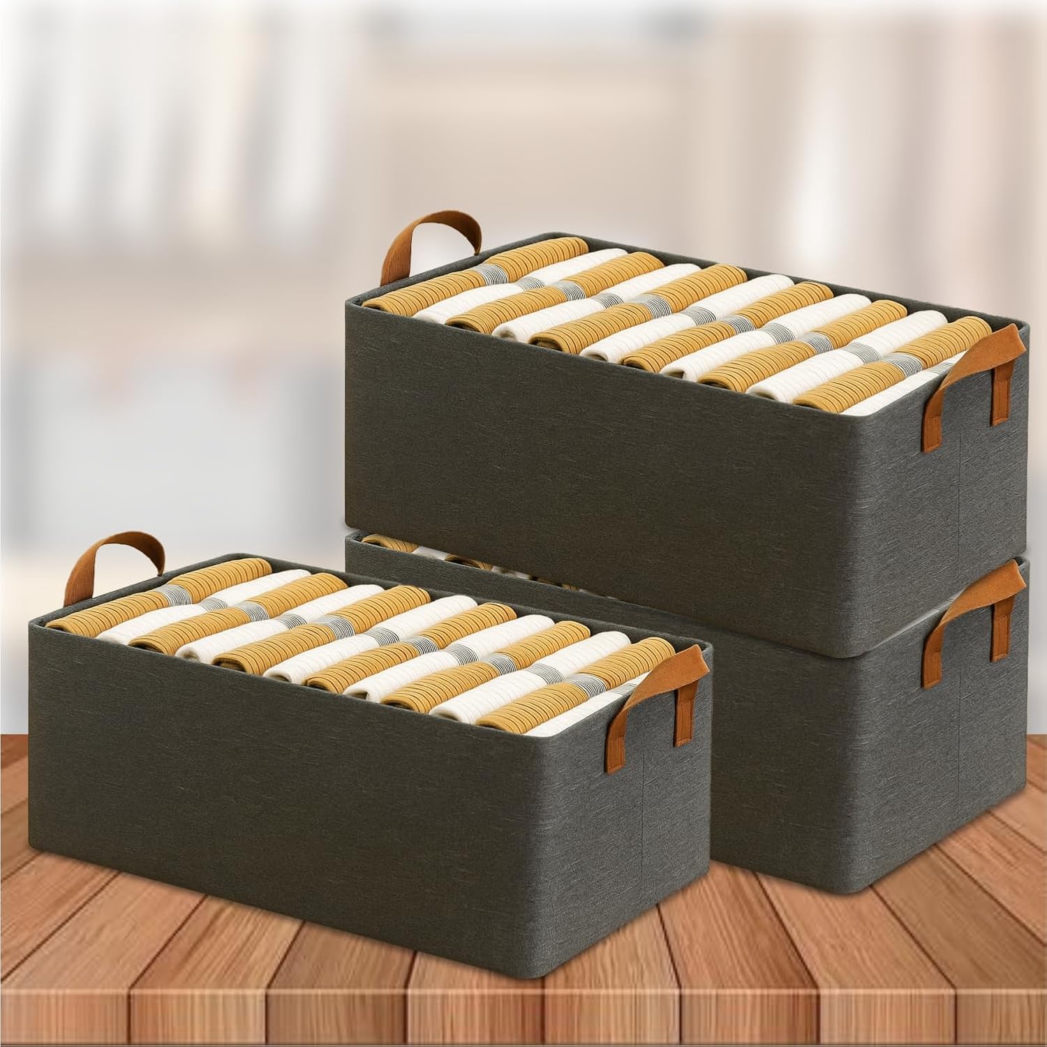 Multipurpose Foldable Storag Box for Clothes (Steel Frame, Grey)